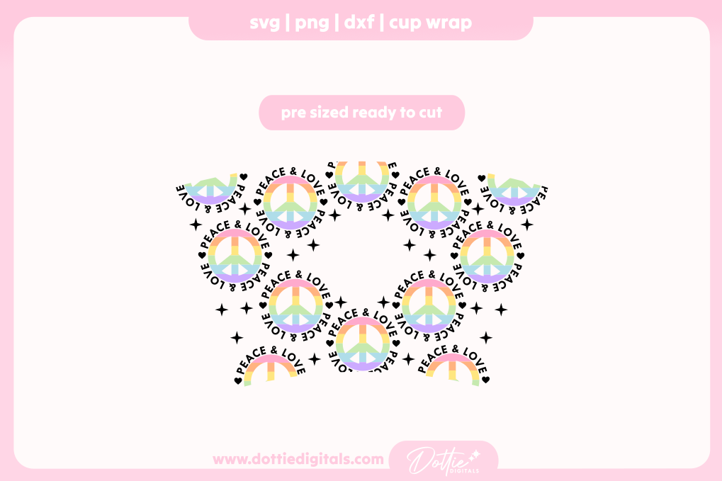 Peace and Love Gay Pride LGBTQ 24oz Starbucks Cold Cup SVG PNG