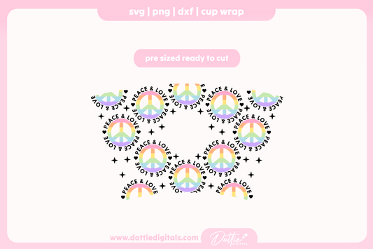 Peace and Love Gay Pride LGBTQ 24oz Starbucks Cold Cup SVG PNG