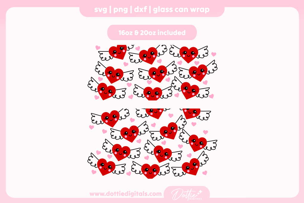 Angel Hearts 16oz & 20oz Libbey Glass Can Bundle SVG PNG