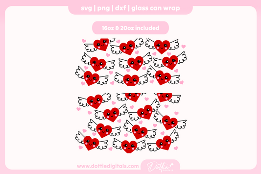 Angel Hearts 16oz & 20oz Libbey Glass Can Bundle SVG PNG
