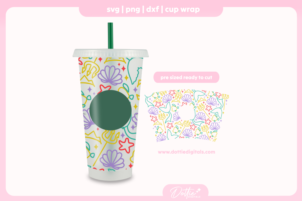 Mermaid 24oz Starbucks Cold Cup SVG PNG