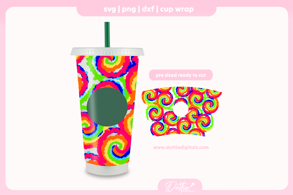 Tie Dye Design 24oz Starbucks Cold Cup SVG PNG