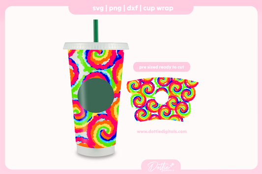 Tie Dye Design 24oz Starbucks Cold Cup SVG PNG