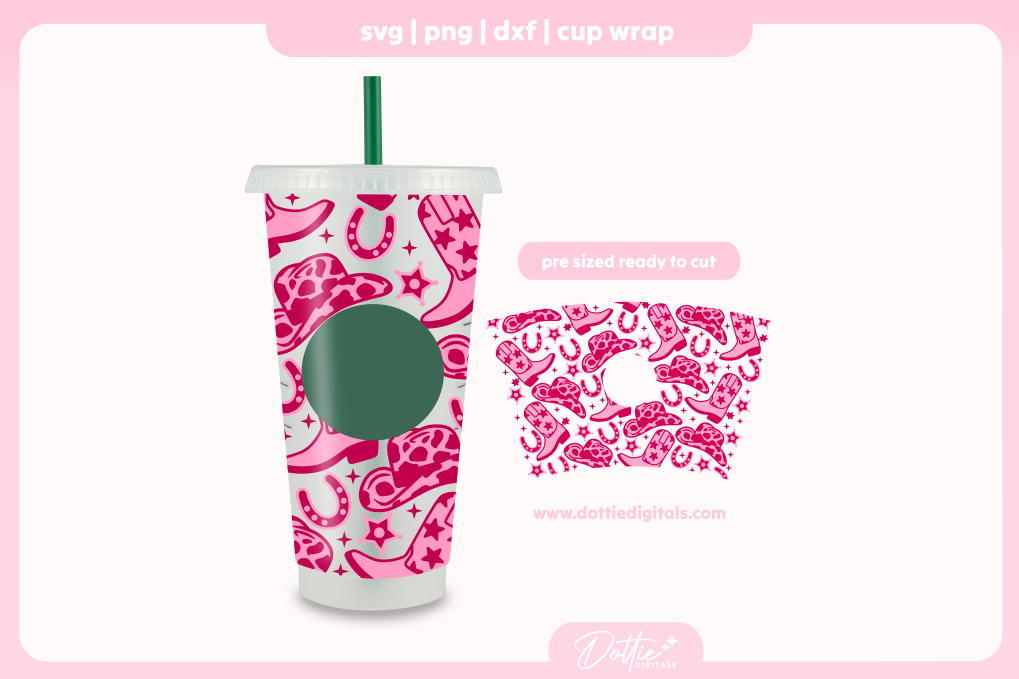Cowgirl Cowboy Rodeo Wild West 24oz Starbucks Cold Cup SVG PNG