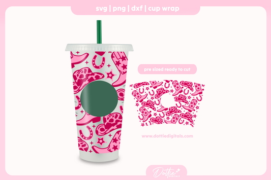 Cowgirl Cowboy Rodeo Wild West 24oz Starbucks Cold Cup SVG PNG