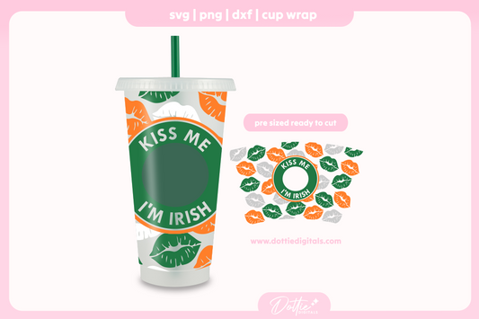 Irish Kisses St Patrick's Day Lips 24oz Starbucks Cold Cup SVG PNG