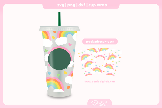 Rainbows with Clouds Gay Pride LGBTQ 24oz Starbucks Cold Cup SVG PNG