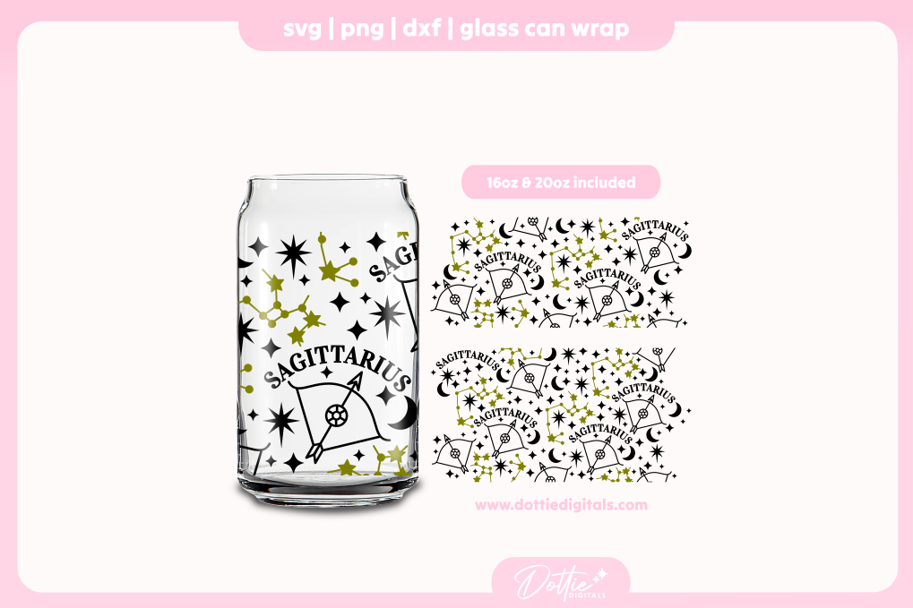 Sagittarius 16oz & 20oz Libbey Glass Can Bundle SVG PNG