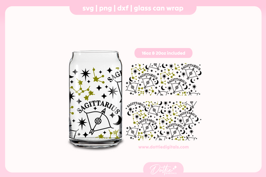 Sagittarius 16oz & 20oz Libbey Glass Can Bundle SVG PNG