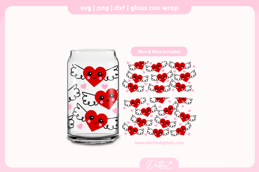 Angel Hearts 16oz & 20oz Libbey Glass Can Bundle SVG PNG