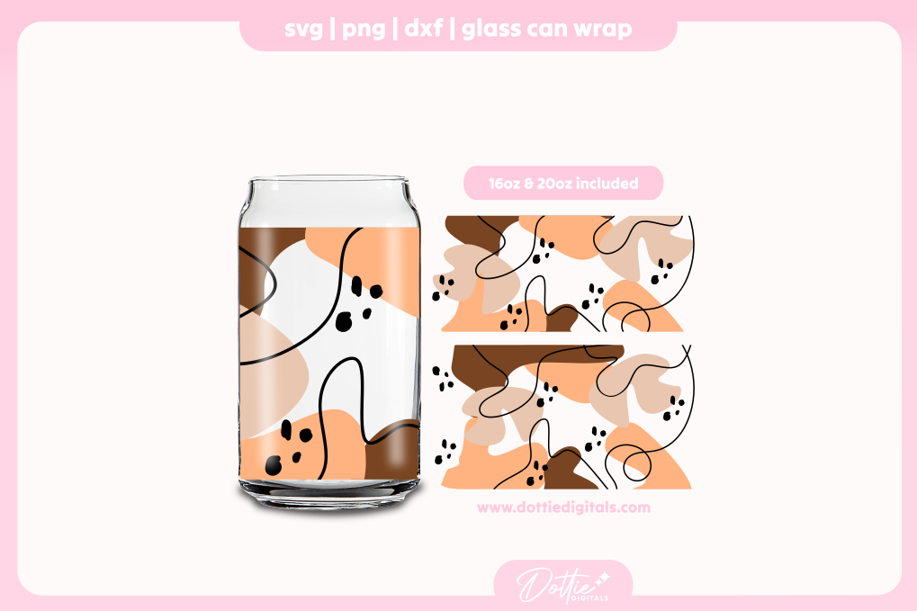 Abstract Pattern 16oz & 20oz Libbey Glass Can Bundle SVG PNG