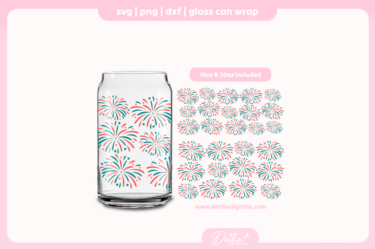 Fireworks 16oz & 20oz Libbey Glass Can Bundle SVG PNG