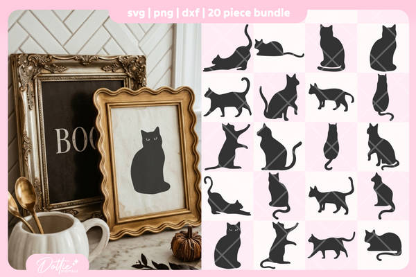 Black Cats Bundle 20 SVGs PNGs