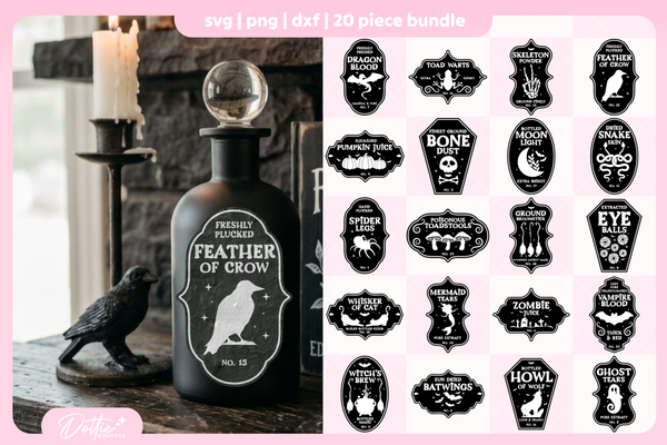 Black Potion Labels Bundle 20 SVGs PNGs