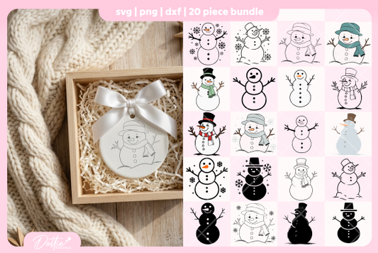 Snowmen Bundle 20 SVGs PNGs