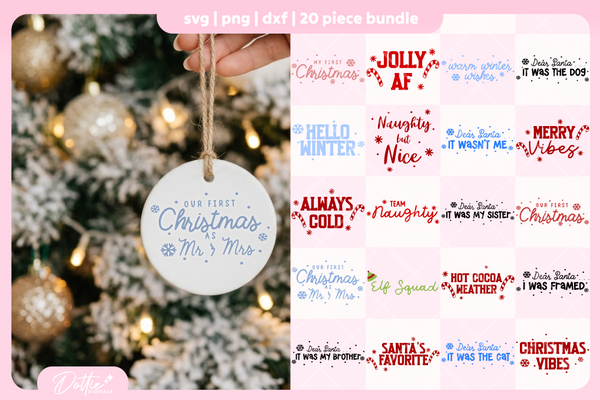 Christmas Quotes Bundle 20 SVGs PNGs
