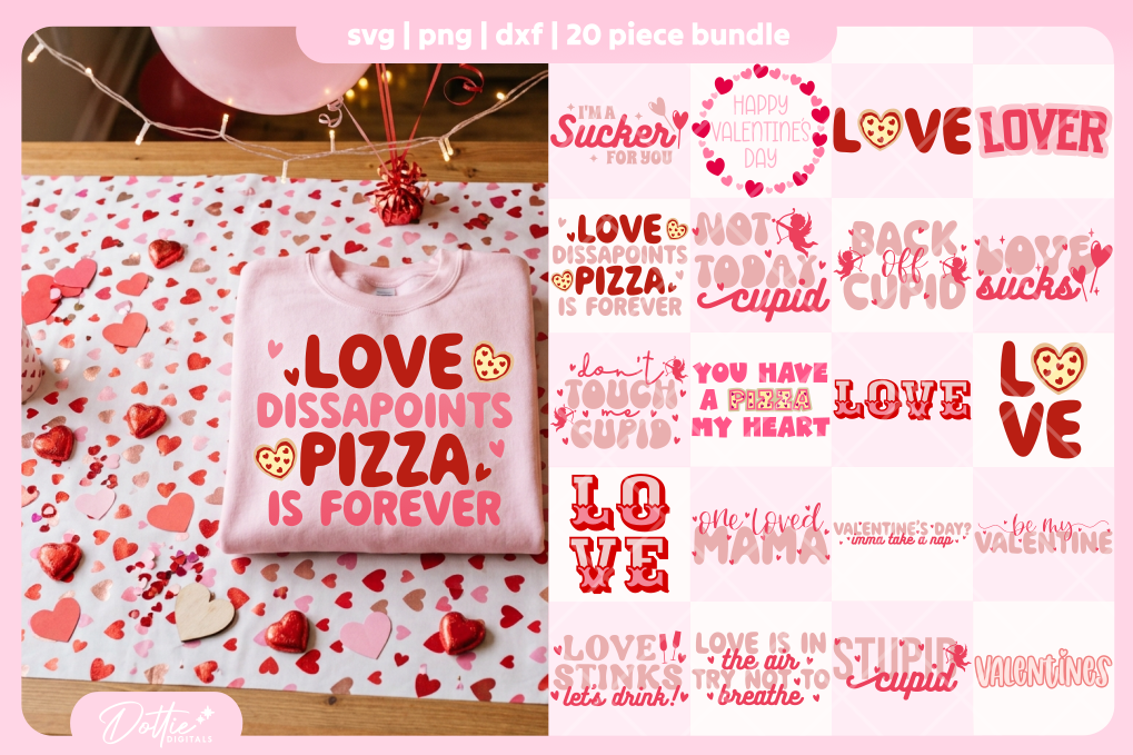 Cupid Quotes Bundle 20 SVGs PNGs