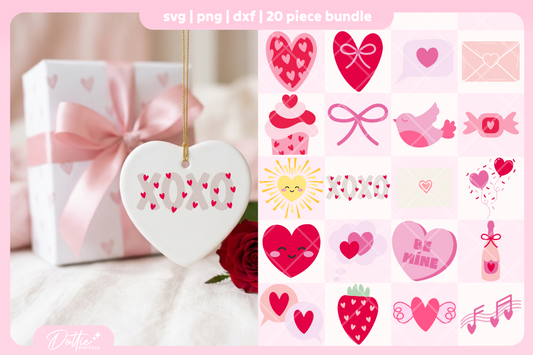 Cute Valentine's Day Bundle 20 SVGs PNGs