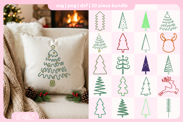 Doodle Trees Bundle 20 SVGs PNGs
