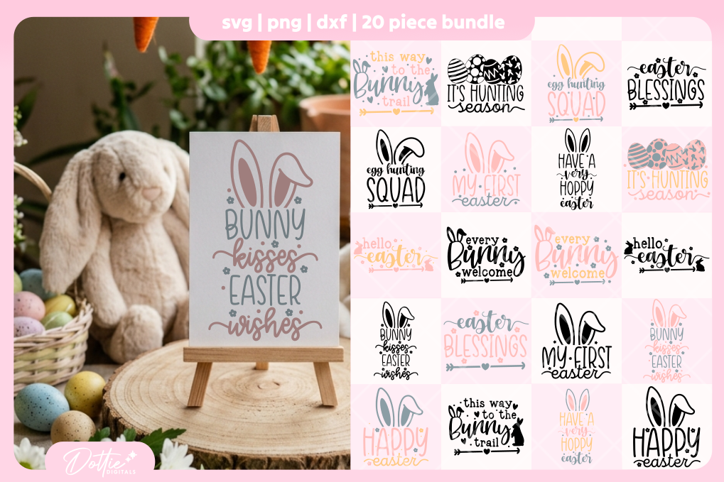 Easter Quotes Bundle 20 SVGs PNGs