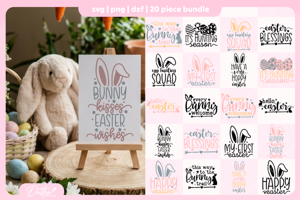 Easter Quotes Bundle 20 SVGs PNGs