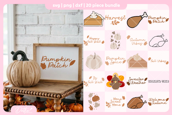 Fall and Thanksgiving Bundle 20 SVGs PNGs