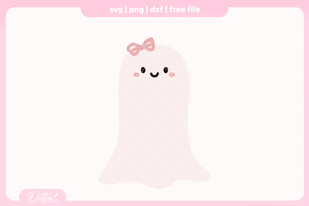 Pink Ghost FREE SVG PNG Craft File