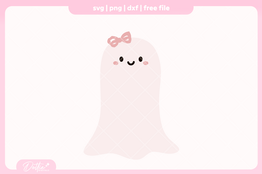 Pink Ghost FREE SVG PNG Craft File