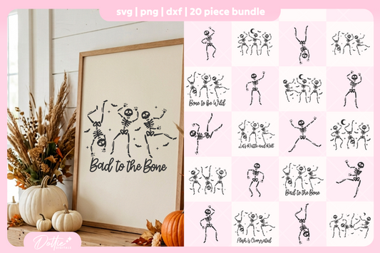 Dancing Skeletons Bundle 20 SVGs PNGs