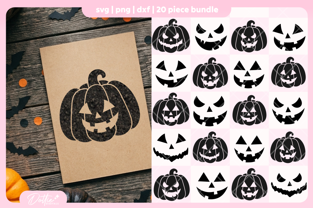 Jack O Lantern Bundle 20 SVGs PNGs