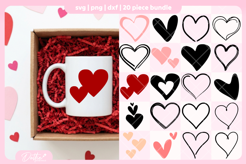 Hearts Bundle 20 SVGs PNGs
