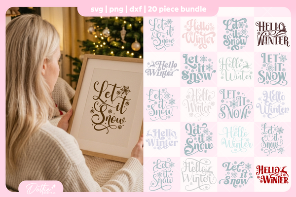 Hello Winter Let It Snow Bundle 20 SVGs PNGs