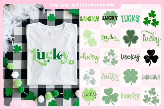 Lucky Clovers Bundle 20 SVGs PNGs
