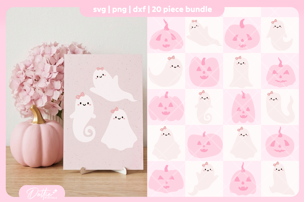 Pink Ghost FREE SVG PNG Craft File