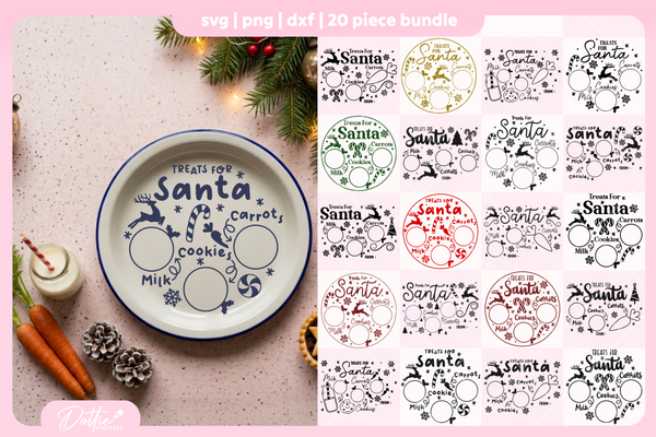 Santa Treat Plate Bundle 20 SVGs PNGs