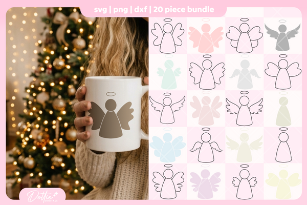 Simple Angels Bundle 20 SVGs PNGs