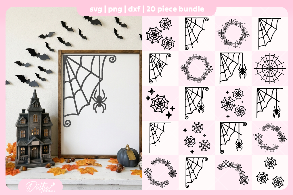 Spider Webs Bundle 20 SVGs PNGs