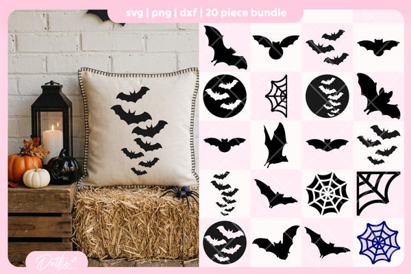 Spooky Bats Bundle 20 SVGs PNGs