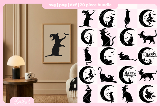 Witch Cats Moons FREE SVG PNG Craft File