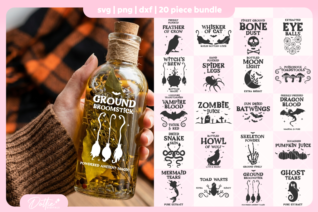 Witch Potion Labels FREE SVG PNG Craft File
