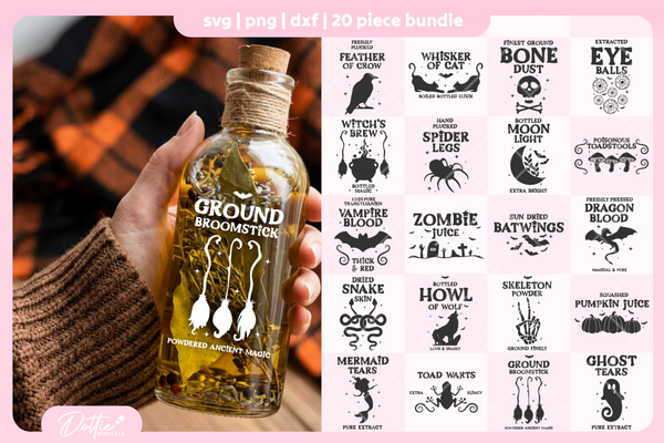 Witch Potion Labels Bundle 20 SVGs PNGs