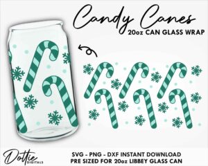 20oz Libbey Glass Can SVG Candy Canes Libbey Can Winter Wrap Svg PNG DXF Libbey Seamless Cup Cutting File Instant Can svg