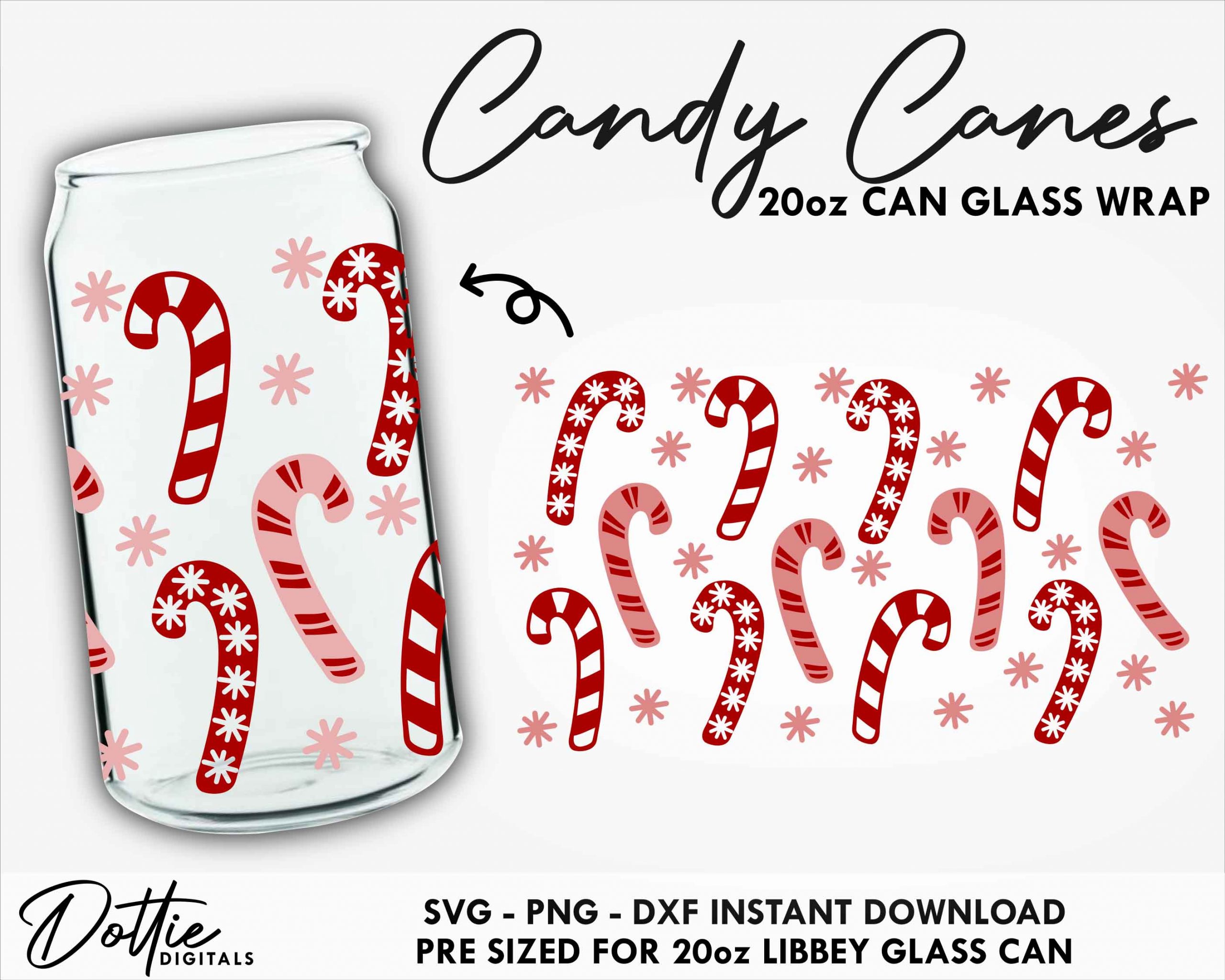 20oz Christmas Tumbler Candy Cane Stripe Graphic by join29design