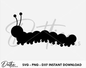 Caterpillar SVG PNG DXF Bug Beetle Worm Garden Nature Animal Cutting File Digital Download Cricut Silhouette Craft File Layered Colour Svg