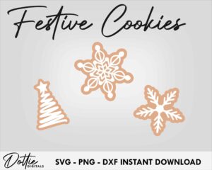 Christmas Cookies SVG Bundle 3 Festive Sweets SVGs PNG DXF Xmas Cut File Designs Cutting File Instant Digital Cricut Silhouette Craft