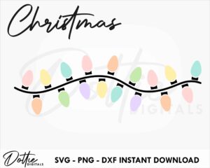 Christmas Lights SVG PNG DXF Xmas String Lights Cutting File Digital Download Cricut Vector Silhouette Festive Craft File