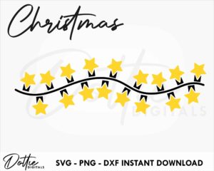 Christmas Star Shaped Lights SVG PNG DXF Xmas String Lights Cutting File Digital Download Cricut Vector Silhouette Festive Craft File