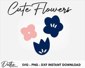 Cute Flower Bundle SVG PNG DXF Abstract Floral Minimal Flowers Cutting File Instant Digital Download Cricut Craft