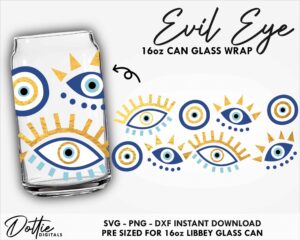 Spiritual Symbol Vector Libbey Can Wrap Cup Cutting File Instant Digital Download Yin Yang 16 oz Glass Can Cutfile SVG PNG DXF