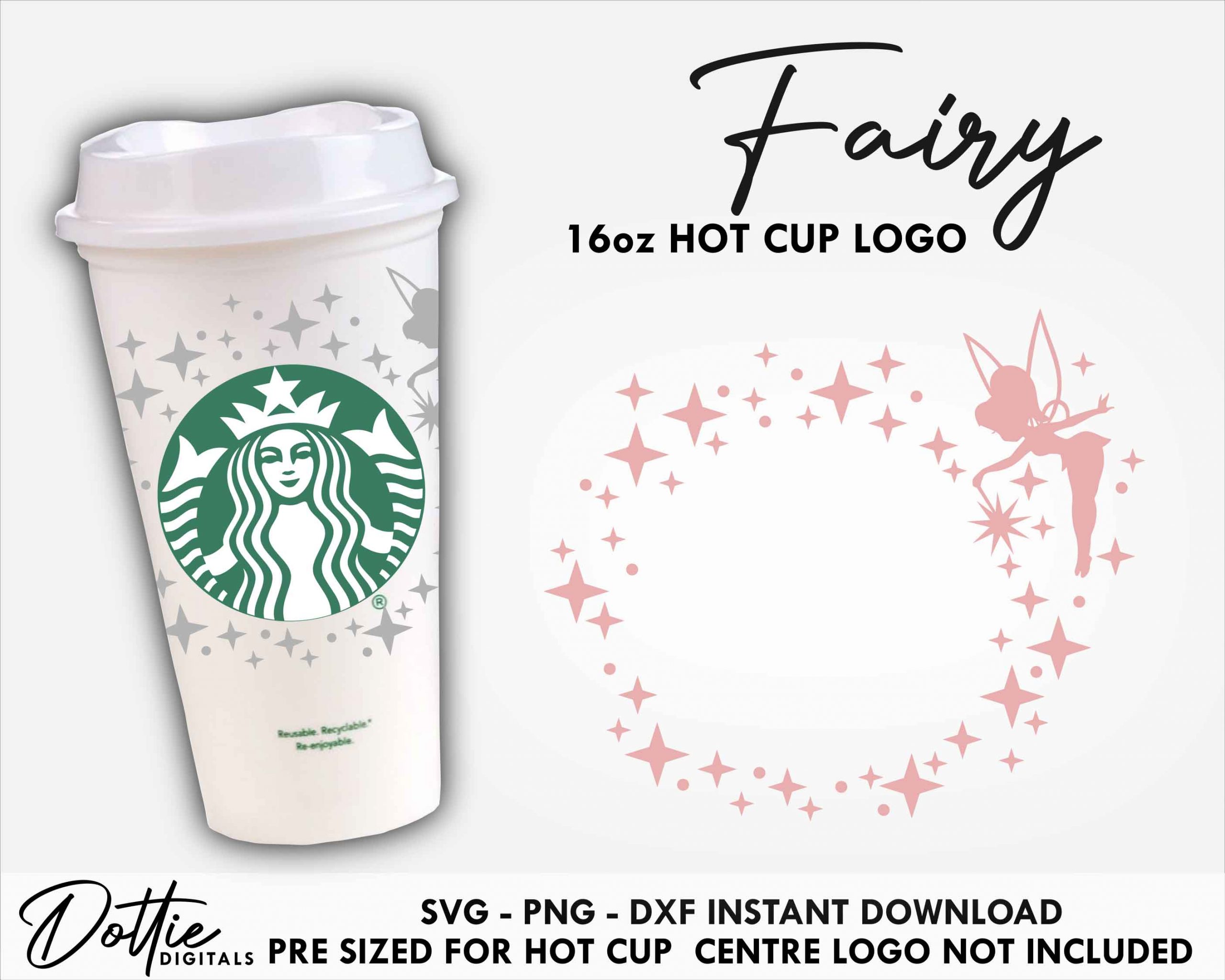 Dottie Digitals - Fairy Starbucks Hot Cup SVG Magical Hot Cup Svg